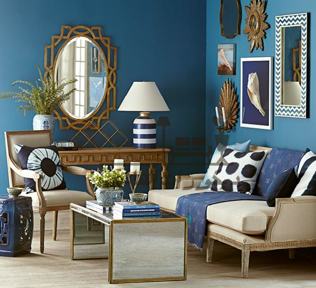 ديكور أزرق وذهبي