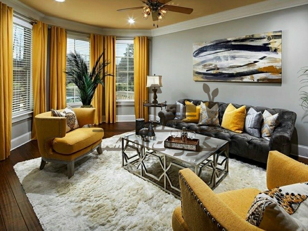 ديكور أصفر ورمادي