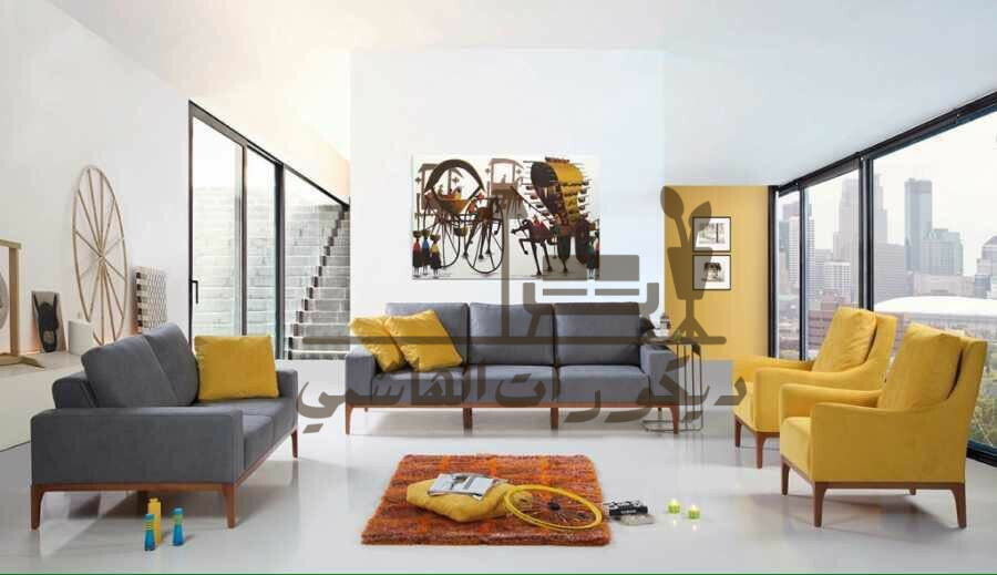 ديكور أصفر ورمادي