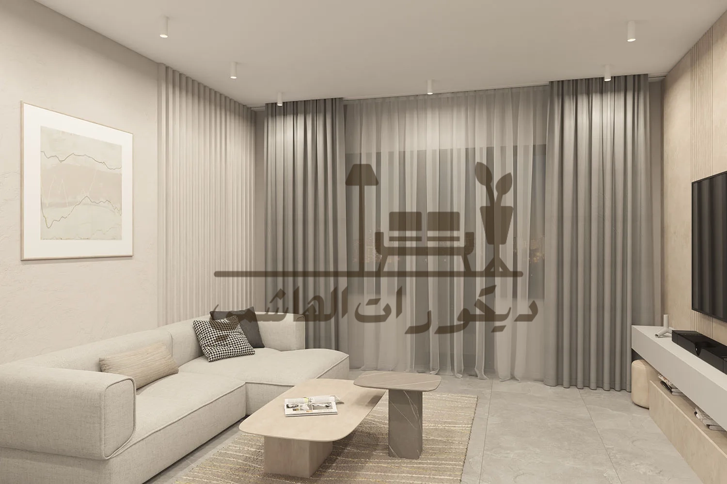 ديكور صالات جلوس مع التلفاز