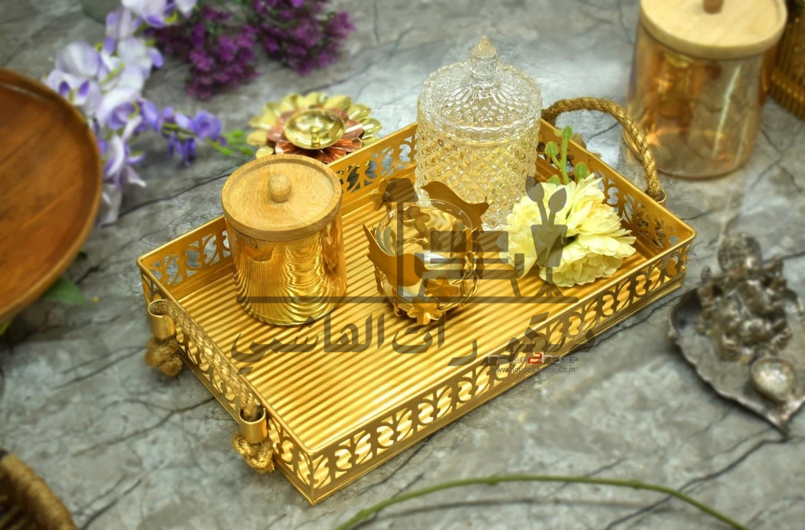 صينية ديكور ذهبي