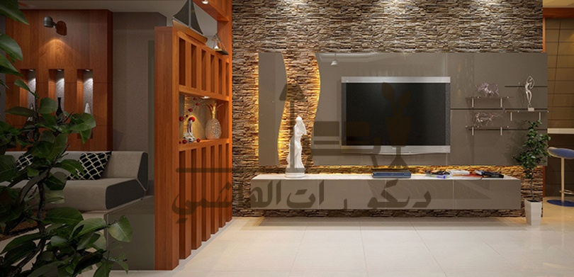 ديكور حائط التلفاز حجر
