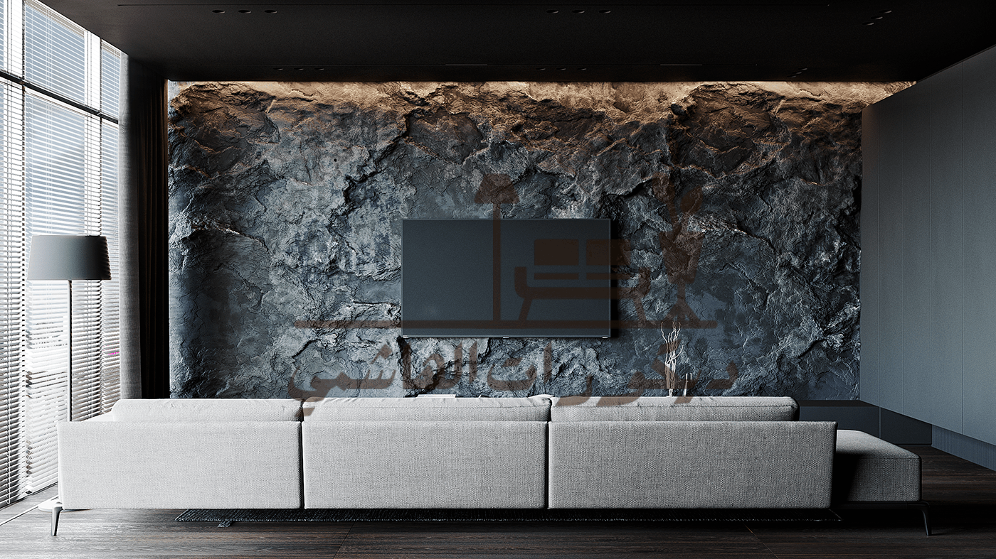 ديكور حائط التلفاز حجر