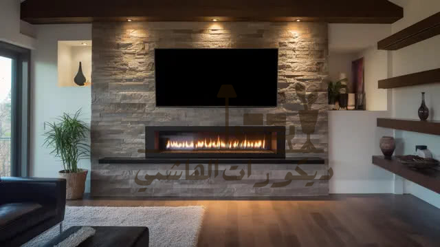 ديكور حائط التلفاز حجر