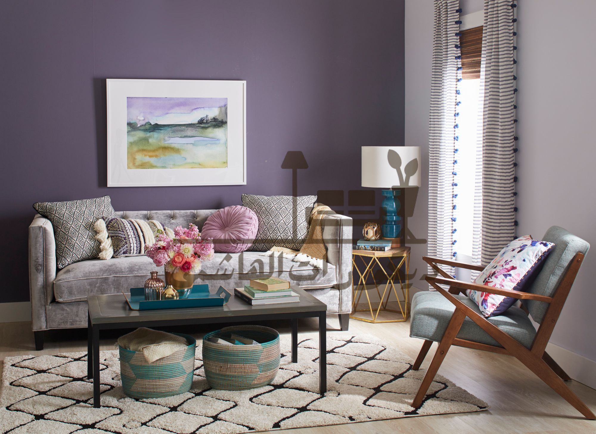 ديكور بنفسجي ورمادي